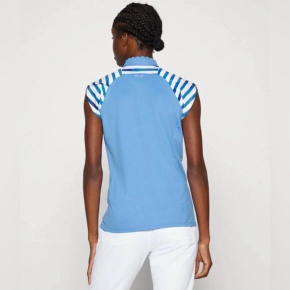 NWT RLX RALPH LAUREN Golf 2/15 HRBR BLUE Cap Sleeve Pique Shirt Size S - Picture 3 of 16